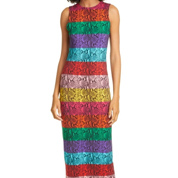 Alice Olivia Delora Rainbow Dress Snake sz 8 - Picture 3 of 4